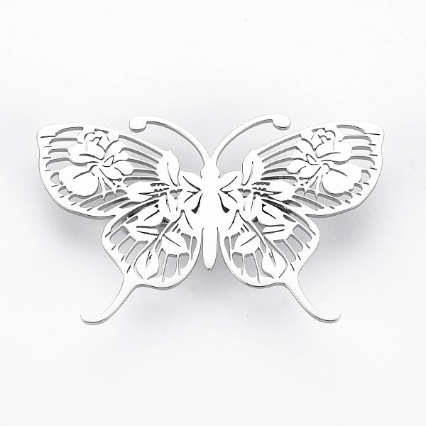 PandaHall Butterfly Brooch, 201 Stainless Steel Insect Lapel Pin for Backpack Clothes, Nickel Free & Lead Free, Stainless Steel Color...