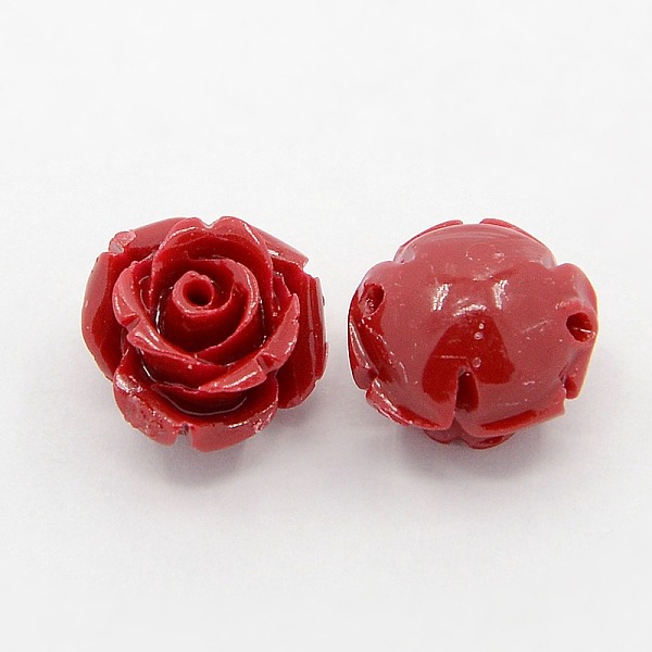 

PandaHall Synthetic Coral 3D Flower Rose Beads, Dyed, FireBrick, 12x9mm, Hole: 1mm Synthetic Coral Flower Red