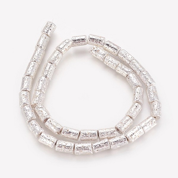 

PandaHall Electroplated Natural Lava Rock Beads Strands, Long-Lasting Plated, Column, Silver Plated, 6~6.5x8.5~10mm, Hole: 1.2mm, about...