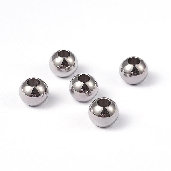 

PandaHall Round 202 Stainless Steel Beads, Stainless Steel Color, 8x6.5mm, Hole: 3.5mm 202 Stainless Steel Round