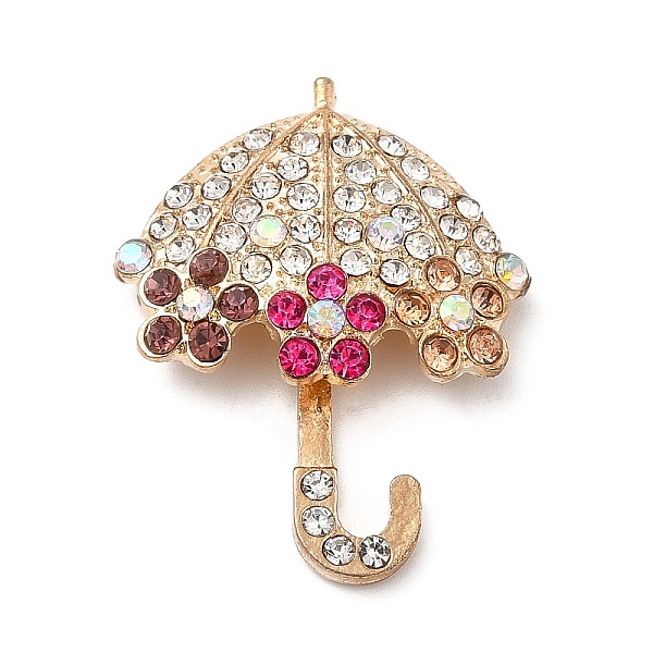 

PandaHall Alloy Rhinestone Cabochons, Umbrella, Light Gold, 34x26x8mm Alloy+Rhinestone Umbrella Multicolor