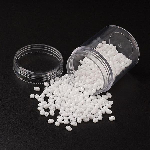 

PandaHall Czech Glass Seed Beads, 2-Hole, Opaque Colours, White, 5x3.5x3mm, Hole: 0.5mm, about 630pcs/box Czech Glass Oval White