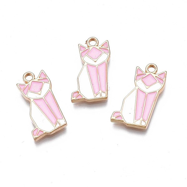 

PandaHall Rack Plating Alloy Enamel Pendants, Cadmium Free & Nickel Free & Lead Free, Light Gold, Origami Fox, Pink, 21x10x2mm, Hole: 1.8mm...