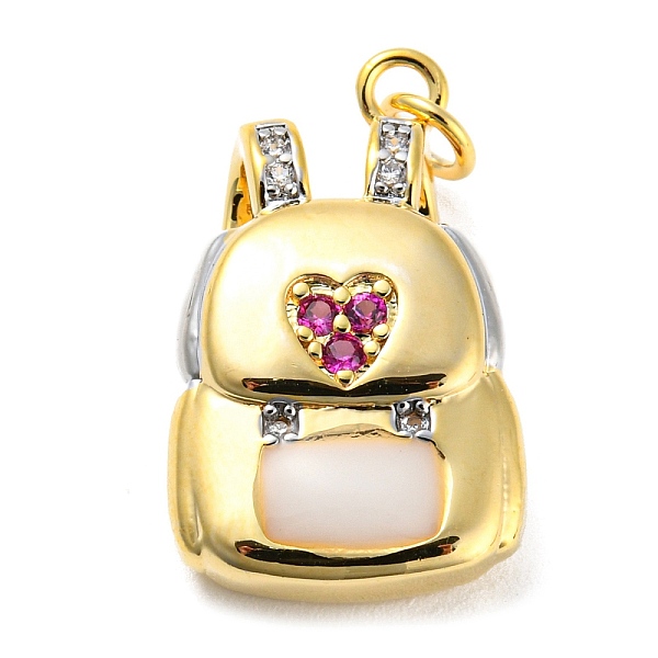 

PandaHall Rack Plating Brass Cubic Zirconia Pendants, with Enamel, Cadmium Free & Lead Free, Bag, Real 18K Gold Plated, 20x12x6mm...