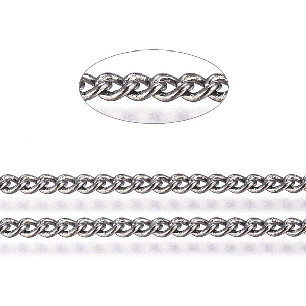 

PandaHall Brass Curb Chains, Twisted Chains, Soldered, with Spool, Gunmetal, 2x1.2x0.3mm, about 82.02 Feet(25m)/roll Brass