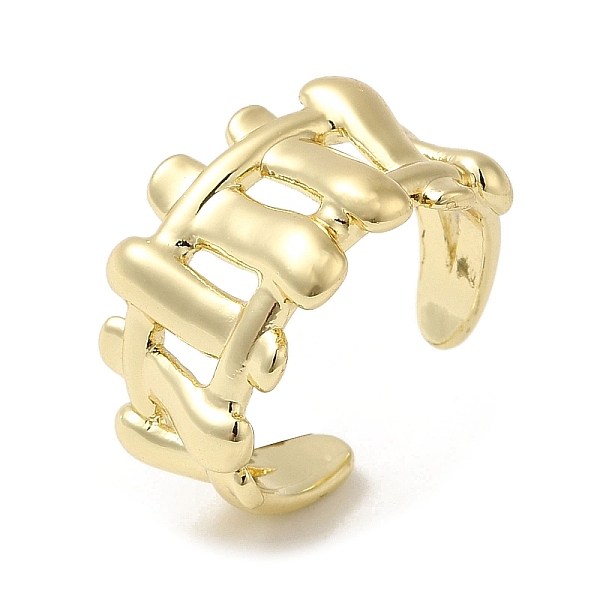 

PandaHall Brass Open Cuff Ring, Braided Style Ring for Women, Real 18K Gold Plated, US Size 5 3/4(16.3mm), 4~12mm Brass