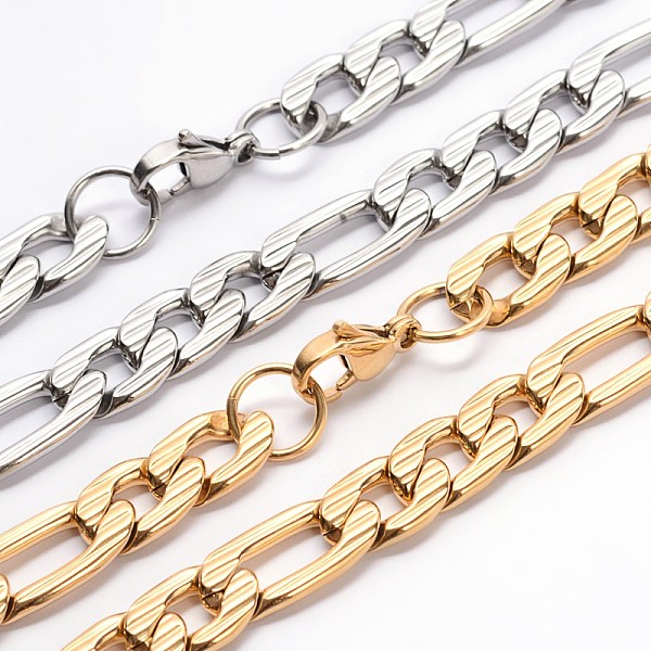 

PandaHall 304 Stainless Steel Figaro Chains Necklaces, with Lobster Claw Clasps, Mixed Color, 23.6 inch(59.9cm) 304 Stainless Steel