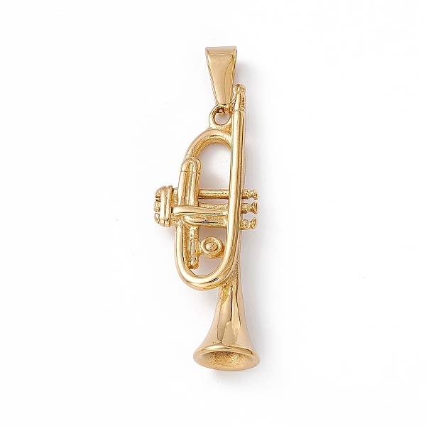 

PandaHall Vacuum Plating 304 Stainless Steel Big Pendants, Musical Instrument Charm, Trumpet, Golden, 52.5x18x11.5mm, Hole: 11x5.5mm 304...