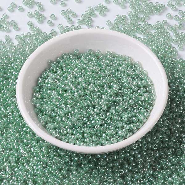 

PandaHall MIYUKI Round Rocailles Beads, Japanese Seed Beads, (RR3511) Transparent Olive Luster, 8/0, 3mm, Hole: 1mm, about 422~455pcs/bottle..., Green