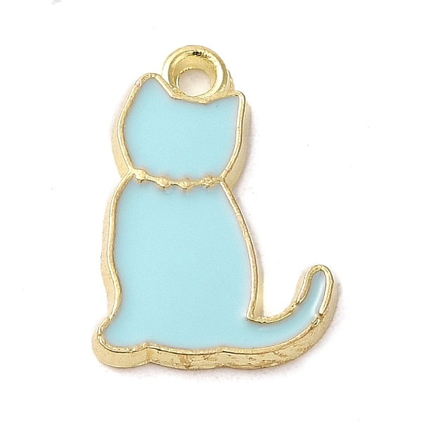 

PandaHall Alloy Enamel Pendants, Cat Charm, Golden, Pale Turquoise, 15.5x11x1.3mm, Hole: 1.4mm Alloy+Enamel Cat Shape