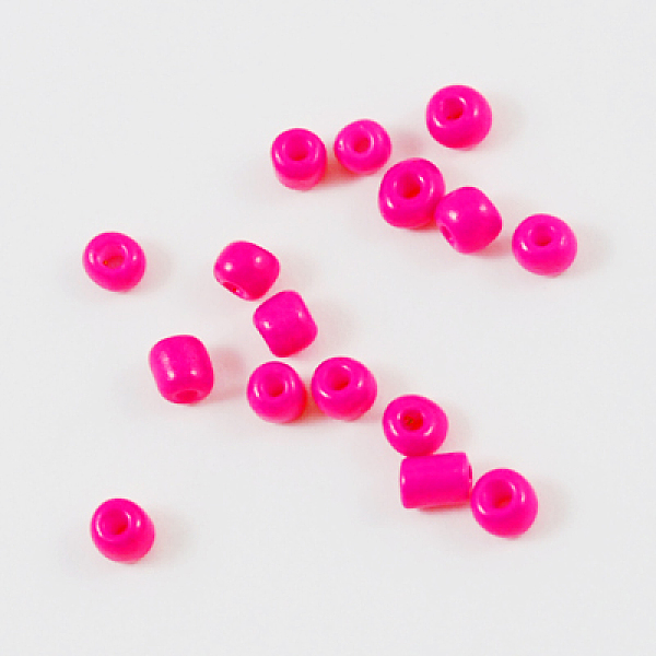 

PandaHall Baking Paint Glass Seed Beads, Fuchsia, 4~5x3~4mm, Hole: 1~2mm Glass Pink