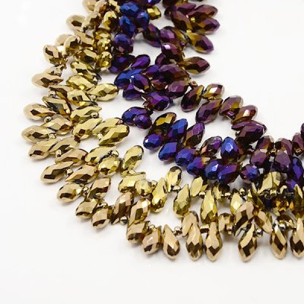 

PandaHall Electroplate Glass Beads Strands, Top Drilled Beads, Faceted, Teardrop, Mixed Color, 13x6mm Glass Teardrop Multicolor