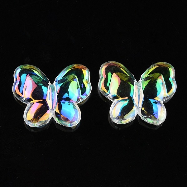 

PandaHall UV Plating Transparent Acrylic Beads, Iridescent, Butterfly, Butterfly, 19x23x6mm, Hole: 1.8mm Acrylic Butterfly