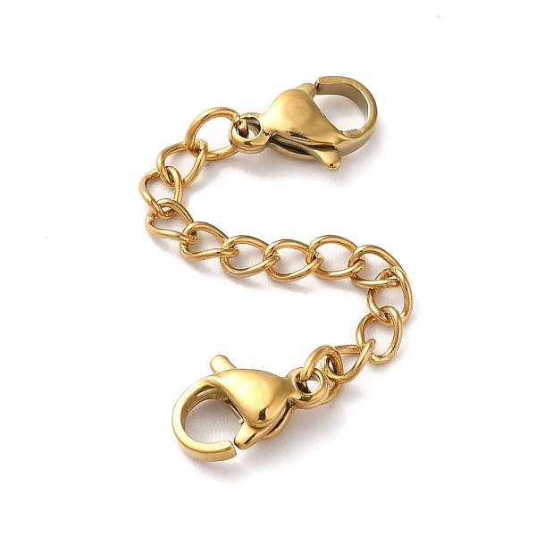 

PandaHall 10Pcs 5 Size Ion Plating(IP) 304 Stainless Steel Chain Extender, End Chains with Lobster Claw Clasp, Real 18K Gold Plated...