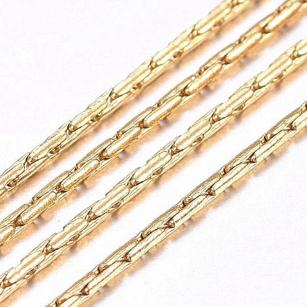 

PandaHall Handmade Ion Plating(IP) 304 Stainless Steel Cardano Chains, Soldered, with Spool, Golden, 0.9mm, about 32.8 Feet(10m)/roll 304...