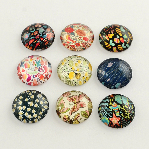 

PandaHall Flatback Half Round Insect and Plants Pattern Glass Dome Cabochons, for DIY Projects, Mixed Color, 8x3mm Glass Half Round..., Multicolor
