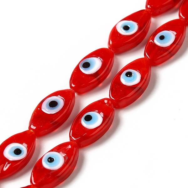 

PandaHall Handmade Evil Eye Lampwork Beads Strands, Horse Eye, Red, 15~16x8~8.5x3~4mm, Hole: 1.5mm, about 28pcs/strand, 16.85 inch(42.8cm)...