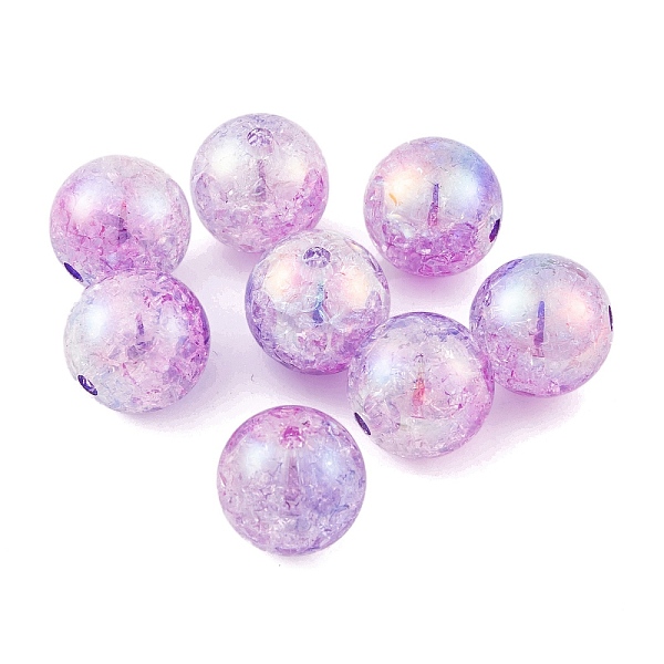 

PandaHall UV Plating Rainbow Iridescent Two Tone Acrylic Beads, Crackle Style, Round, Medium Orchid, 15.5mm, Hole: 2.7mm Acrylic Round