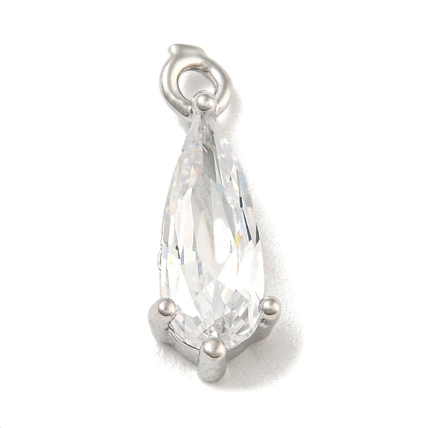 

PandaHall Brass Micro Pave Cubic Zirconia Pendant s, Long-Lasting Plated, Teardrop, Platinum, 14x5.5x3mm, Hole: 1.4mm Brass+Cubic Zirconia..., Silver