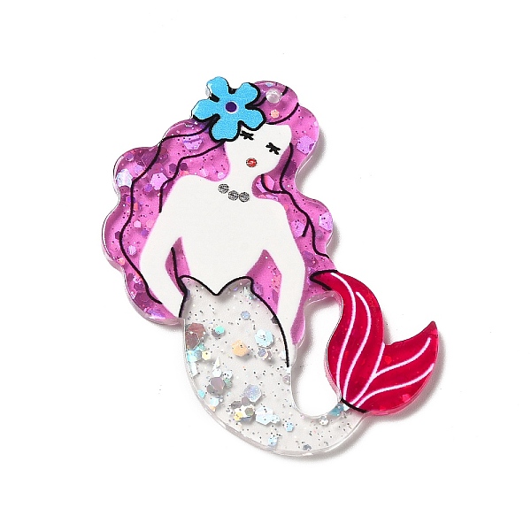 

PandaHall Transprent Acrylic Big Pendants, with Sequins, Mermaid Charm, Violet, 50.5x42.5x2.5mm, Hole: 1.6mm Acrylic Others Purple