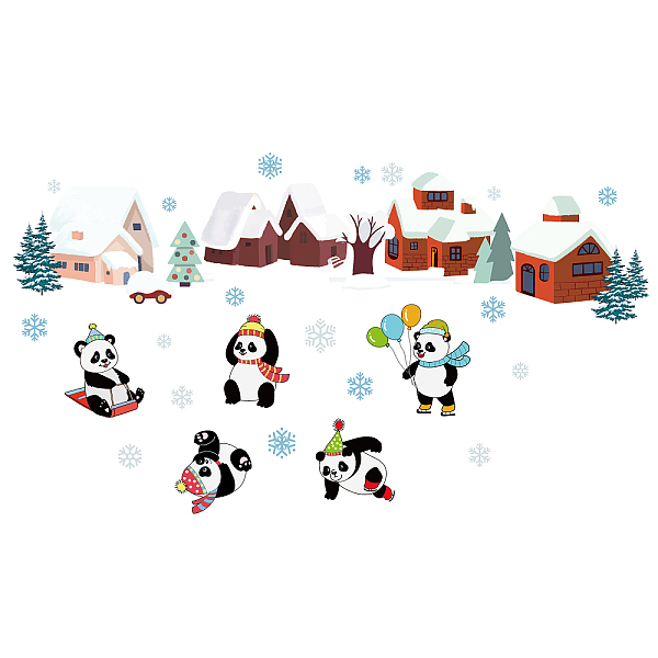 

PandaHall PVC Wall Stickers, Wall Decoration, Christmas Theme, Panda, Snowflake & House Pattern, Colorful, 700x390mm, 2 sheets/set Plastic...