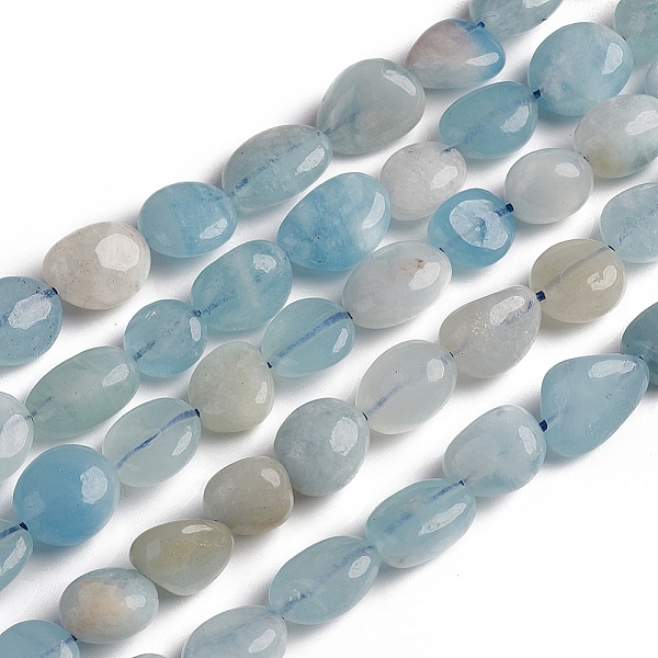 

PandaHall Natural Aquamarine Beads Strands, Tumbled Stone, Nuggets, 10~15x7.5~11.5x7.5~12.5mm, Hole: 1mm, about 36pcs/Strand, 15.67 inch...