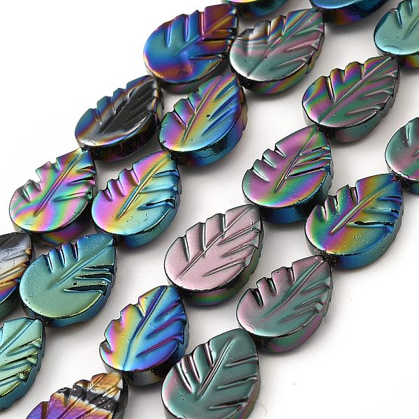 

PandaHall Electroplated Natural Freshwater Shell Beads Strands, AB Color, Leaf, Rainbow Color, 15x10.5x3mm, Hole: 0.5mm, about 27pcs/strand...
