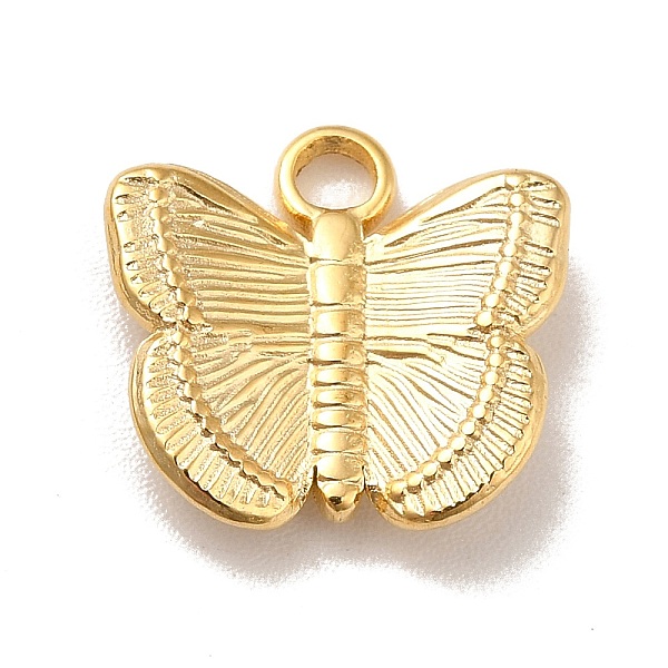 

PandaHall Ion Plating(IP) 304 Stainless Steel Pendants, Butterfly Charms, Real 18K Gold Plated, 12.5x13x3mm, Hole: 1.8mm 304 Stainless...