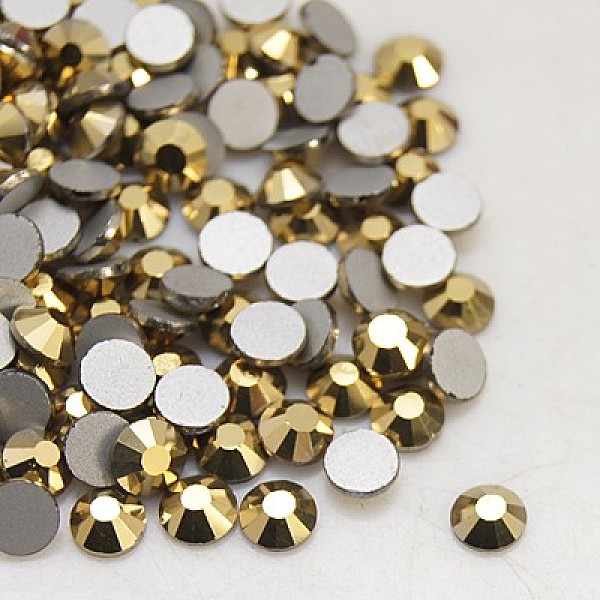 

PandaHall Glass Flat Back Rhinestone, Grade A, Back Plated, Faceted, Half Round, Aurum, SS5, 1.7~1.8mm, 1440pcs/bag Glass Rhinestone Half..., Gold