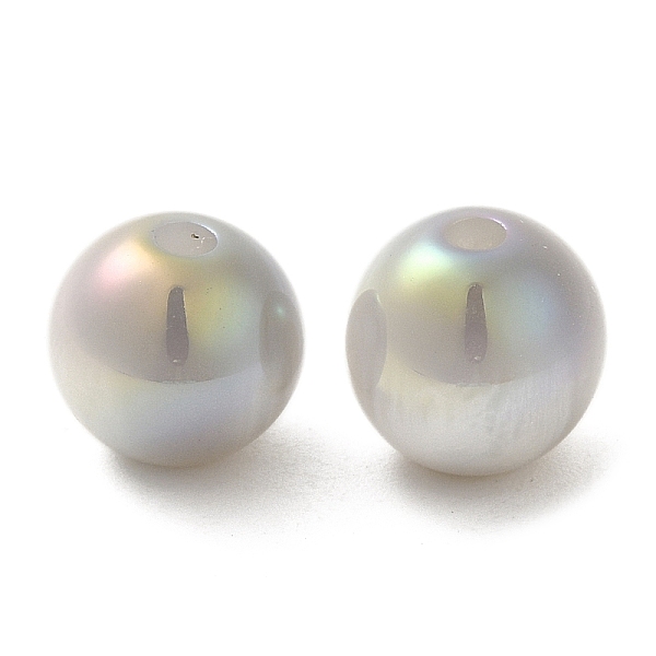 

PandaHall Iridescent Opaque Resin Beads, Candy Beads, Round, Light Grey, 10x9.5mm, Hole: 1.8mm Resin Round