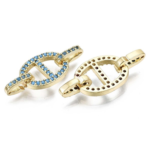 

PandaHall Real 16K Gold Plated Brass Micro Pave Cubic Zirconia Links Connectors, Cadmium Free & Nickel Free & Lead Free, Oval, Light Sky...