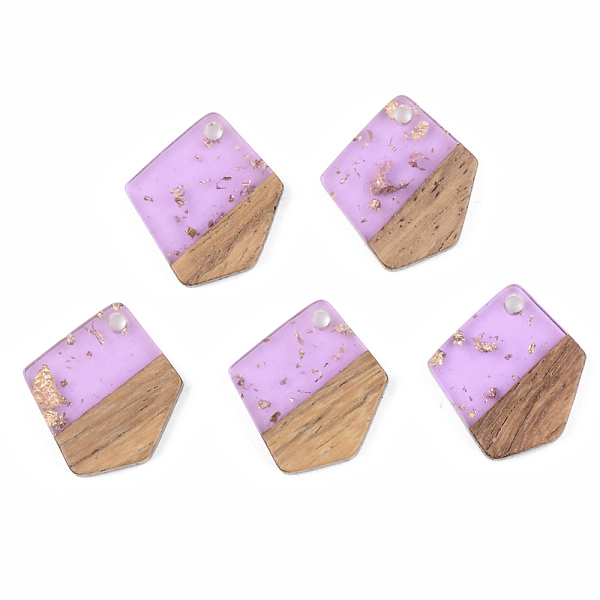 

PandaHall Transparent Resin & Walnut Wood Pendants, with Foil, Polygon, Violet, 21x18.5x3mm, Hole: 2mm Resin+Wood Polygon Purple