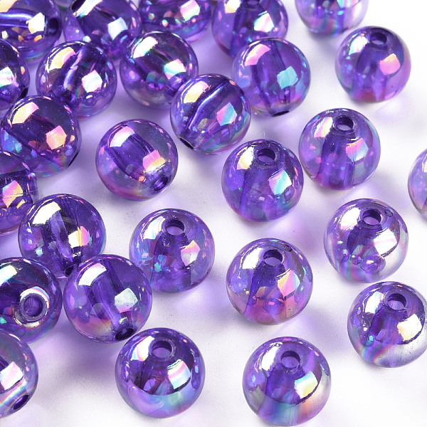 

PandaHall Transparent Acrylic Beads, AB Color Plated, Round, Blue Violet, 12x11mm, Hole: 2.5mm, about 566pcs/500g Acrylic Round