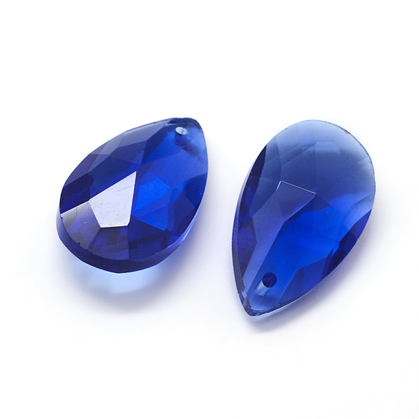 

PandaHall Faceted Glass Pendants, Teardrop, Dark Blue, 15x9.5x5.5mm, Hole: 1mm Glass Teardrop