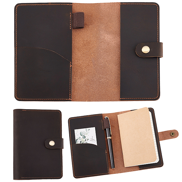 Rectangle Leather Card Holder with Metal Snap Button