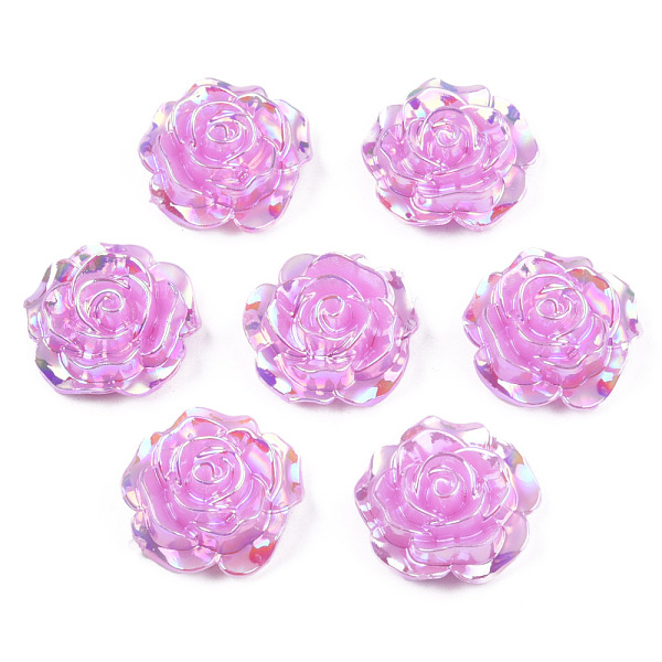 

PandaHall Opaque ABS Plastic Cabochons, AB Color Plated, Rose, Violet, 24x23.5x9mm ABS Plastic Flower Purple