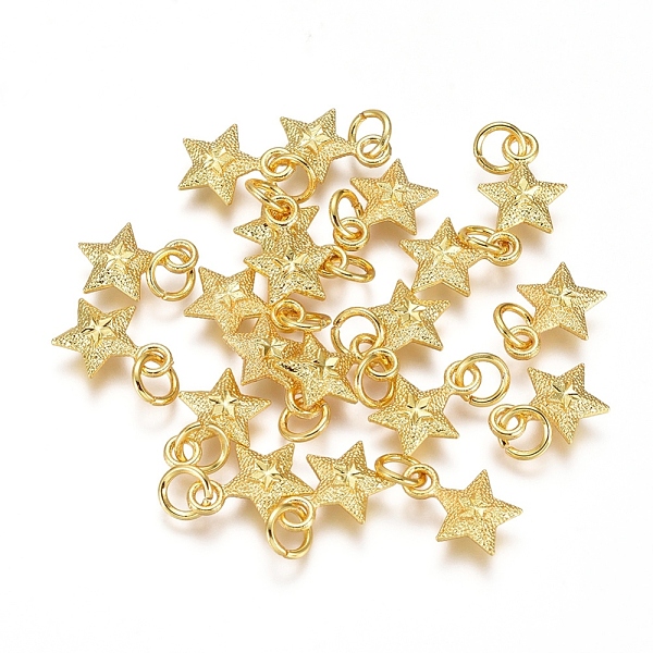 

PandaHall Electroplated Alloy Charms, Long-Lasting Plated, with Brass Jump Ring, Star, Golden, 11.5x8.5x3mm, Hole: 3.5mm Alloy Star