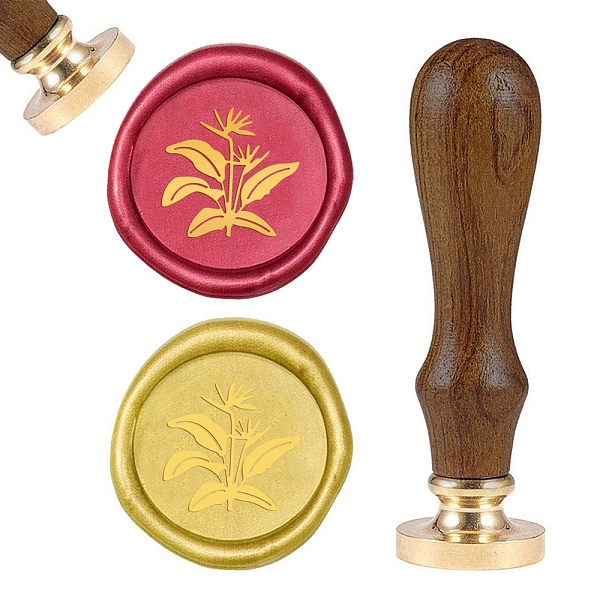 PandaHall DIY Wood Wax Seal Stamp, Leaf Pattern, 90mm, Stamps: 25x14.5mm Wood Leaf