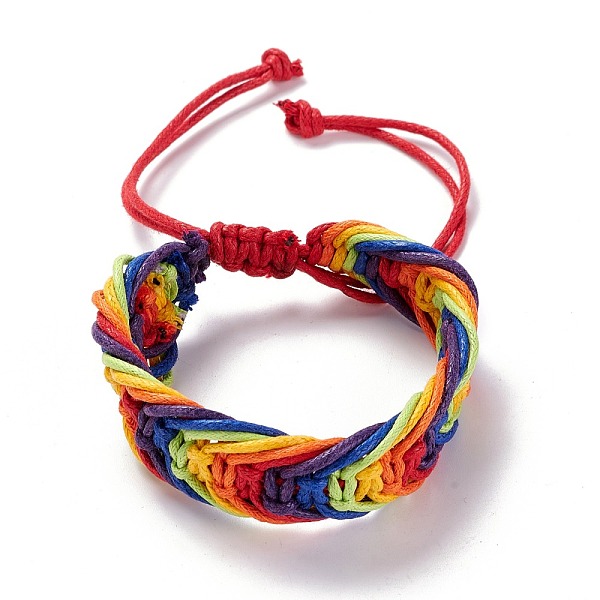 

PandaHall Rainbow Pride Bracelet, Waxed Braided Bead Bracelet, Wide Adjustable Bracelet for Men Women, Colorful, Inner Diameter: 2-3/8~4-3/8...