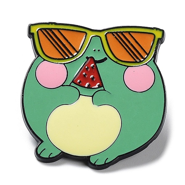

PandaHall Cartoon Frog Enamel Pin, Electrophoresis Black Alloy Brooch for Clothes Backpack, Glasses, 31x29x1.5mm Alloy+Enamel Glasses