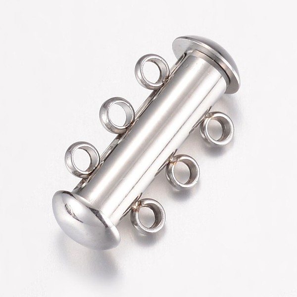 

PandaHall 304 Stainless Steel Slide Lock Clasps, Peyote Clasps, 3-Strand, 6-Hole, Tube, Stainless Steel Color, 20x10x6.5mm, Hole: 1.8mm 304...