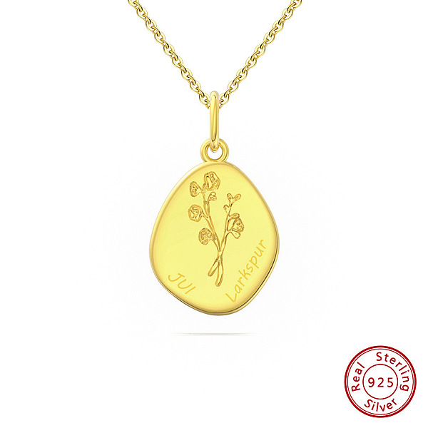 

PandaHall Birth Flower Style 925 Sterling Silver Pendant Necklaces, Real 14K Gold Plated, 17.91 inch(45.5cm) Sterling Silver Flower