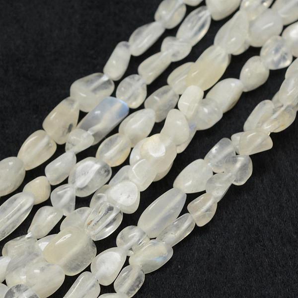 

PandaHall Natural Rainbow Moonstone Beads Strands, Tumbled Stone, Nuggets, 6~8x4~6mm, Hole: 1mm, 15.3 inch(39cm) Rainbow Moonstone Nuggets..., White