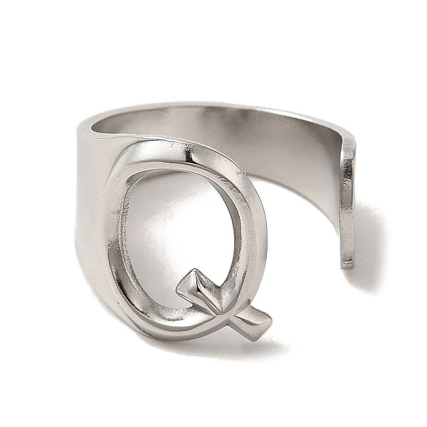 

PandaHall 201 Stainless Steel Finger Rings, Letter Q, Inner Diameter: 18mm 201 Stainless Steel Letter Q