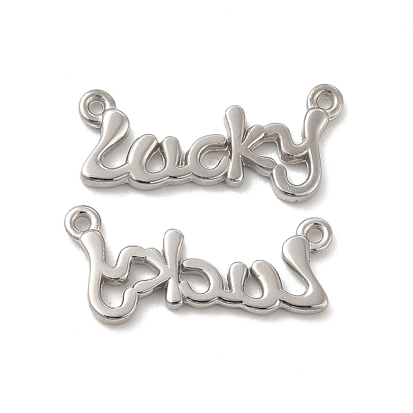 

PandaHall 304 Stainless Steel Pendants, Word Lucky Charm, Stainless Steel Color, 8.5x19x1.5mm, Hole: 0.8mm 304 Stainless Steel Word
