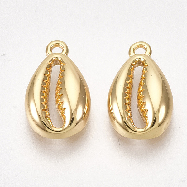 

PandaHall Brass Charms, Cowrie Shell Shape, Nickel Free, Real 18K Gold Plated, 12.5x7.5x3mm, Hole: 1mm Brass Shell Shape