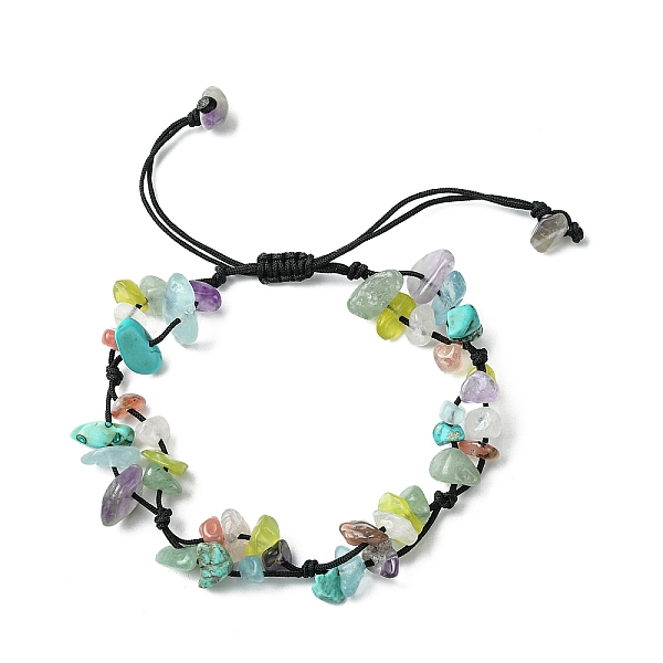 

PandaHall Chakra Theme Adjustable Bracelet, Natural & Synthetic Mixed Gemstone Chips Braided Bead Bracelets, Inner Diameter: 1-7/8~3-1/8...