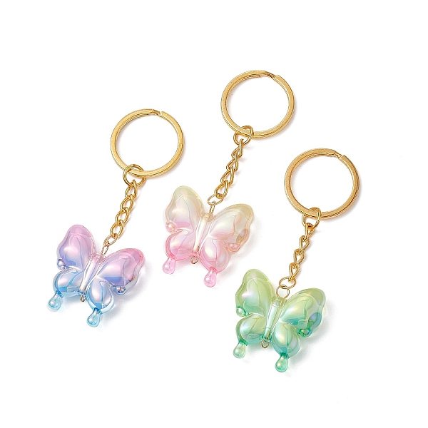 

PandaHall Butterfly UV Plating Rainbow Iridescent Acrylic Pendant Keychain, with Iron Split Key Rings, Mixed Color, 7.8cm Acrylic Butterfly..., Multicolor