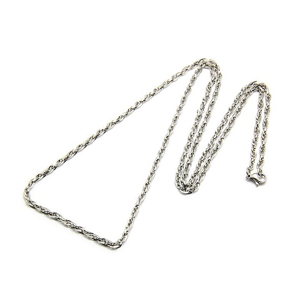 

PandaHall Fashionable 304 Stainless Steel Rope Chain Necklace Making, with Lobster Claw Clasps, Stainless Steel Color, 28 inch~30 inch...