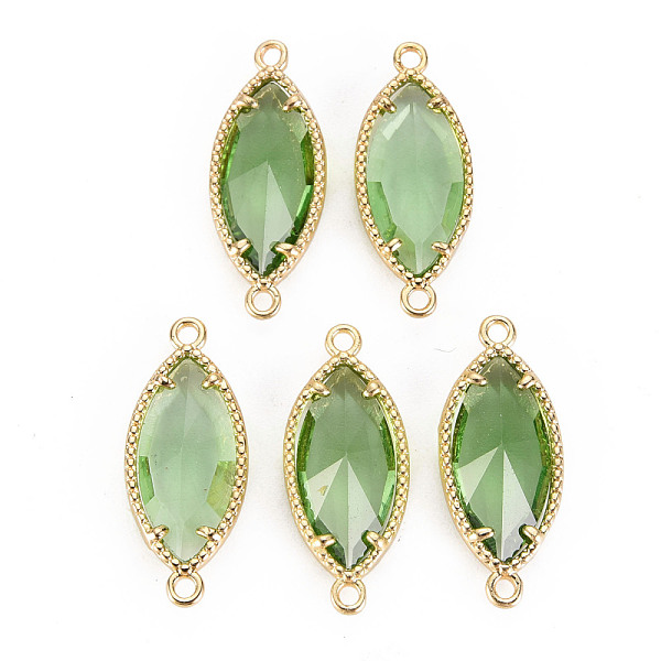 

PandaHall Glass Links Connectors, with Light Gold Tone Brass Findings, Faceted Horse Eye, Light Green, 21x9x4mm, Hole: 1.2mm Brass+Glass...